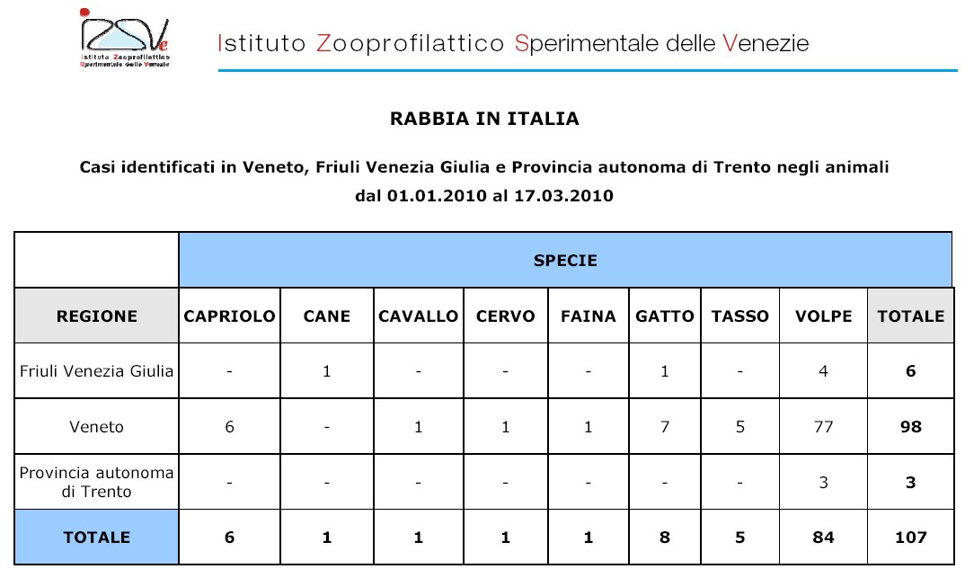 Aggiornamenti sulla diffusione della rabbia nel Nord-Est